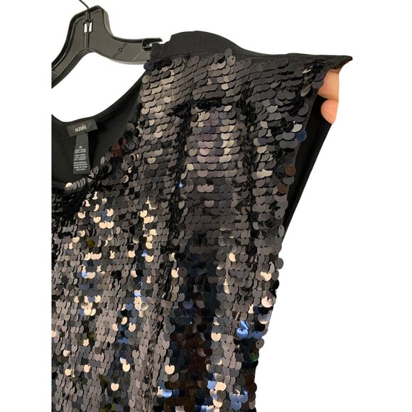 Alfani Sequin Pullover Dress M RT10544 Cap Sleeve EUC Little Black Dress - Picture 4 of 7